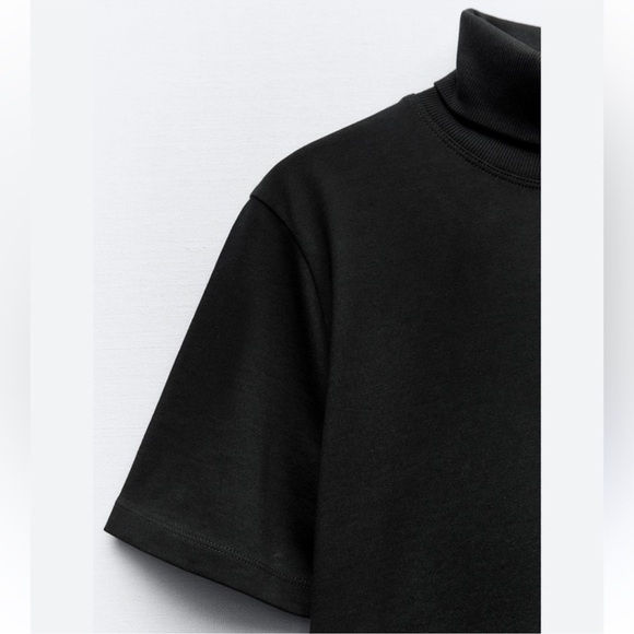 ZARA HEAVY COTTON TURTLENECK BLACK TOP - Picture 2 of 2